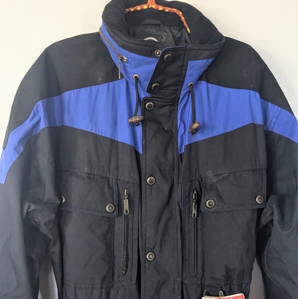 Vintage Marker LTD Men’s One Piece Ski Suit Large Retro 90s Snowsuit Hooded Blue - Picture 3 of 9
